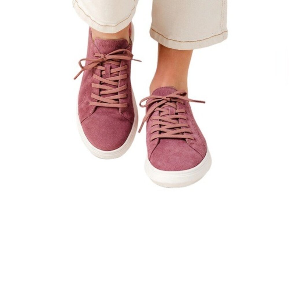 Patina Womens Suede Sneakers Mauve Size 6 Lace-Up Casual Comfortable